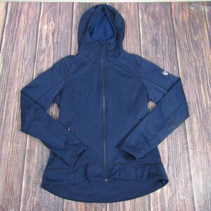 Kuhl Jacket Womens Medium Blue Wool Blend Fleece Hooded Full Zip Dynawool Skuba